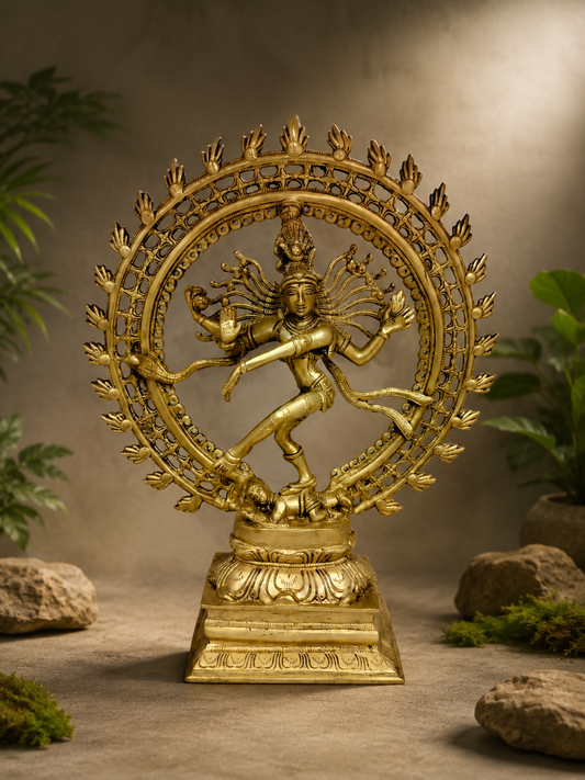 Handcrafted Brass Nataraja Statue - Lord Shiva Cosmic Dance Sculpture
