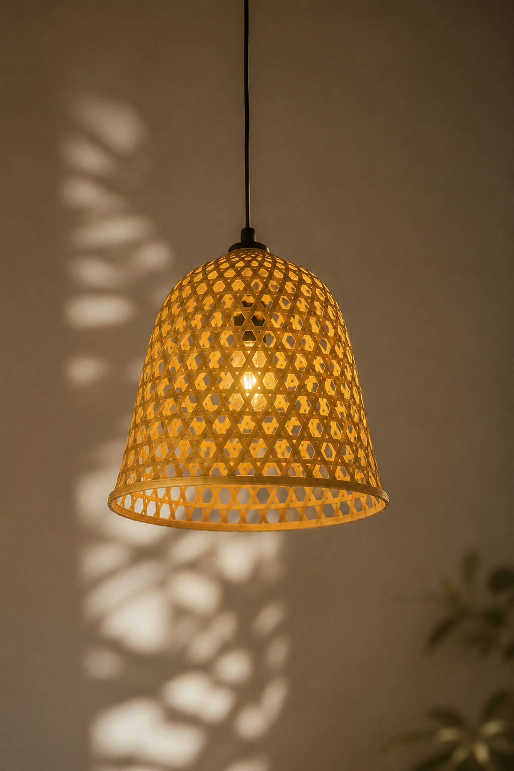 Hancrafted Bamboo Bell Pendant Lamp - Woven Hanging Light